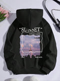 Landscape Print Drop Shoulder Casual Pocket - Adult & Kids T-Shirts, Sweatshirts & Hoodies apparel design preview 1
