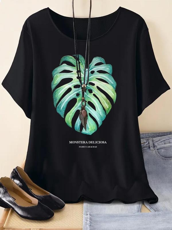 Leaf Letter Print Round Neck Casual Short Sleeve - Adult & Kids T-Shirts, Sweatshirts & Hoodies apparel design preview 1