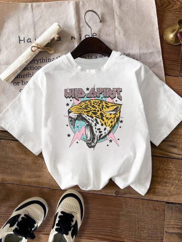 Leopard Letter Print Round Neck Casual Short Sleeve - Adult & Kids T-Shirts, Sweatshirts & Hoodies apparel design preview 1