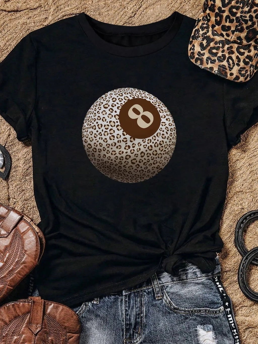 Leopard Billiards Print Round Neck Casual Short - Adult & Kids T-Shirts, Sweatshirts & Hoodies apparel design preview 1