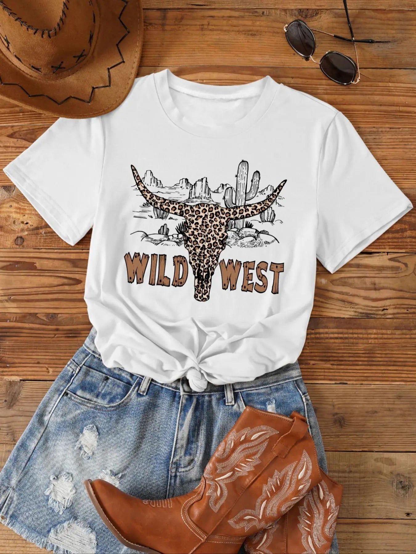 Leopard Bull Head Landscape Print Round Neck Vintage - Adult & Kids T-Shirts, Sweatshirts & Hoodies apparel design preview 1