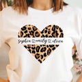 Leopard Heart Print Round Neck Casual Crew Short - Adult & Kids T-Shirts, Sweatshirts & Hoodies apparel design preview 1