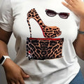 Leopard High Heel Pump Print Round Neck Casual Short - Adult & Kids T-Shirts, Sweatshirts & Hoodies apparel design preview 1