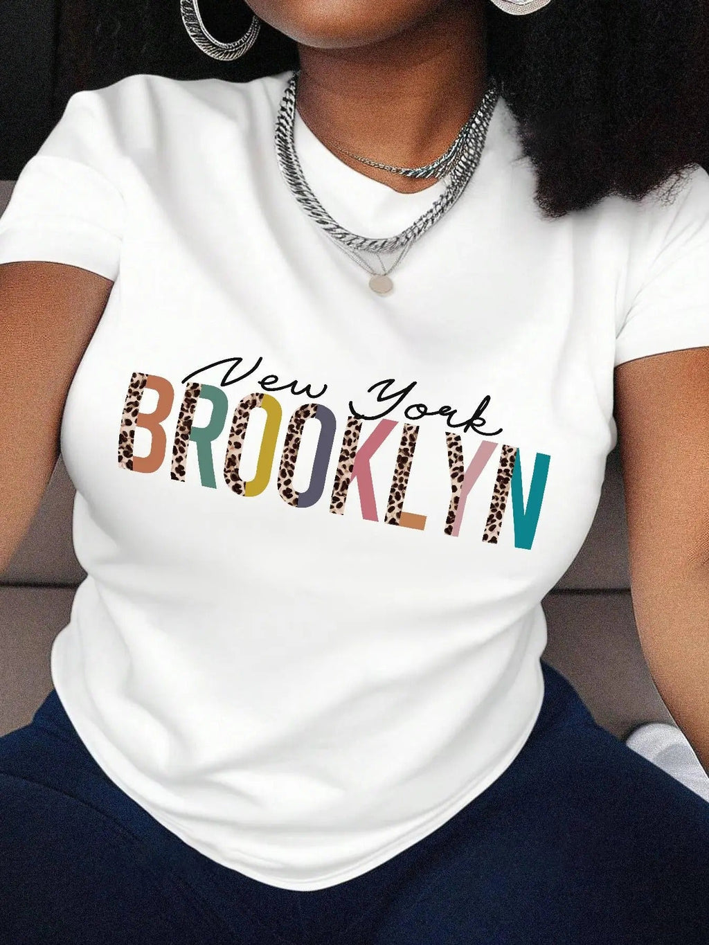 Leopard Letter Print Round Neck Casual Short Sleeve - Adult & Kids T-Shirts, Sweatshirts & Hoodies apparel design preview 1