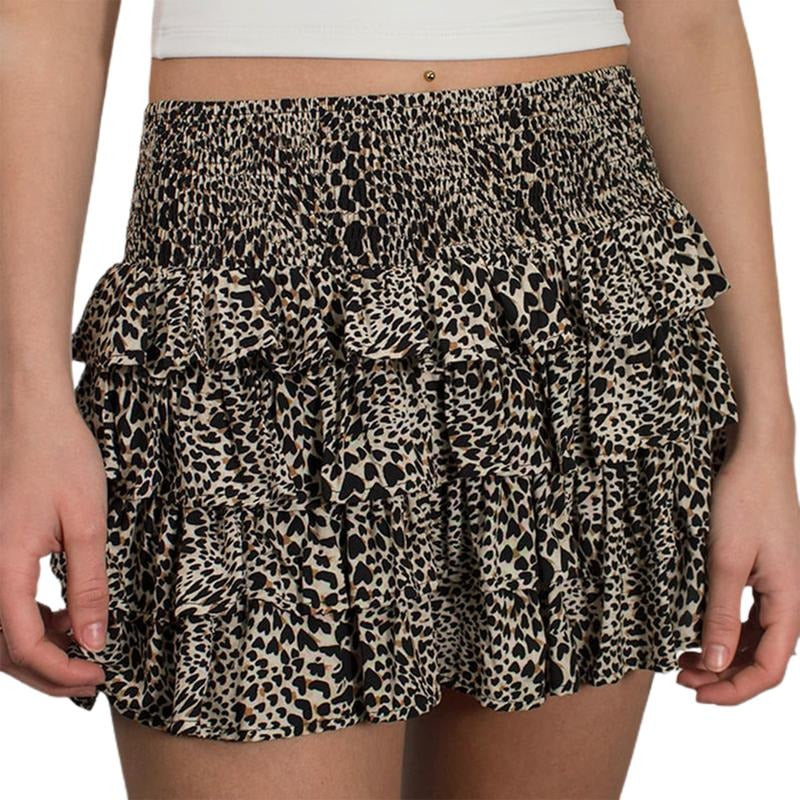 Leopard Print Skirt Elastic High Waist Tiered Ruffled - Adult & Kids T-Shirts, Sweatshirts & Hoodies apparel design preview 1