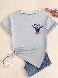 Letter Bull Head Print Round Neck Casual Short Sleeve - Adult & Kids T-Shirts, Sweatshirts & Hoodies apparel design preview 1