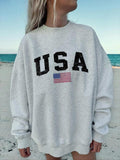 Letter Flag Print Drop Shoulder Casual Round Neck - Adult & Kids T-Shirts, Sweatshirts & Hoodies apparel design preview 1