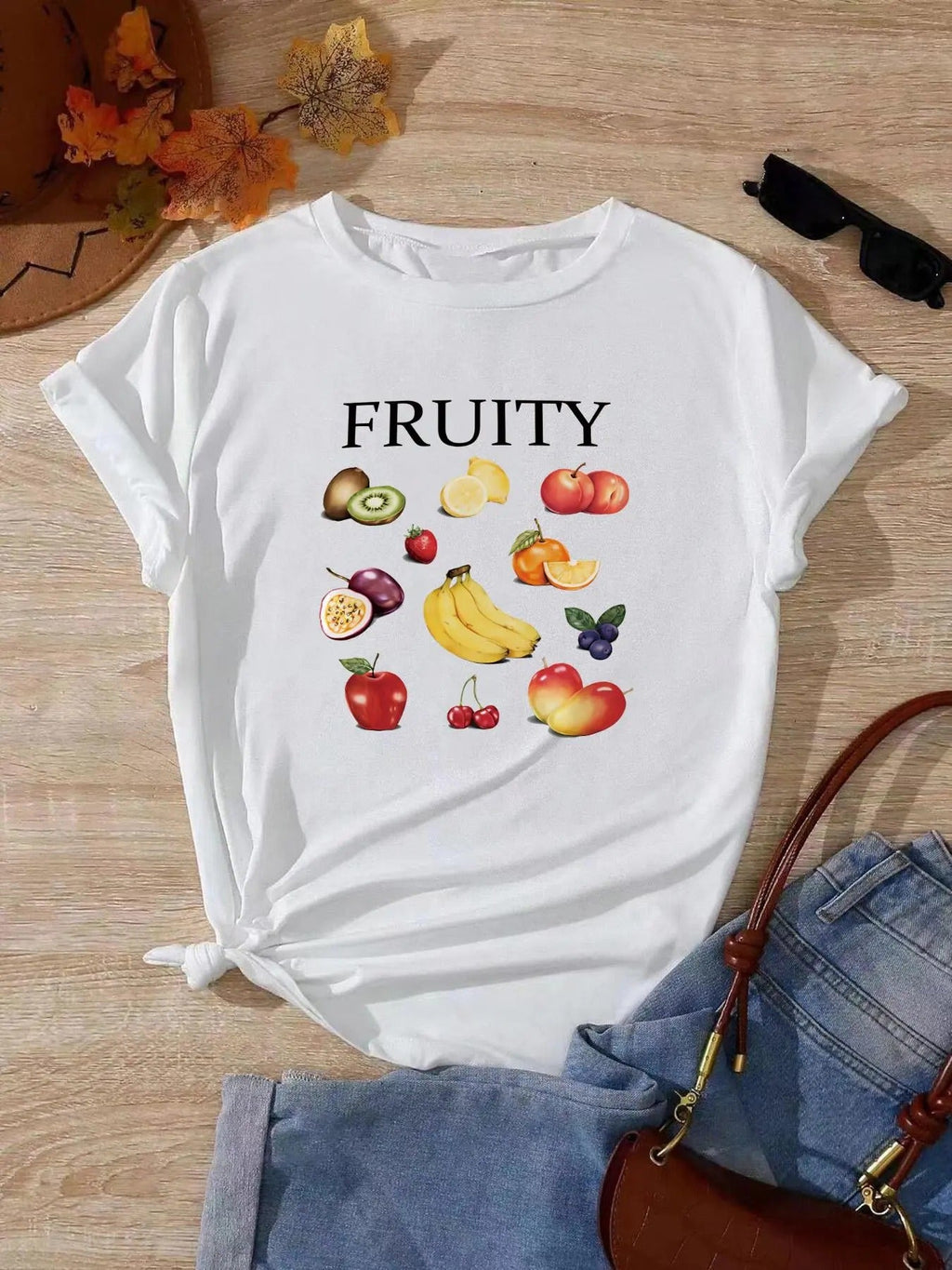 Letter Fruit Print Short Sleeve Casual Round Neck - Adult & Kids T-Shirts, Sweatshirts & Hoodies apparel design preview 1