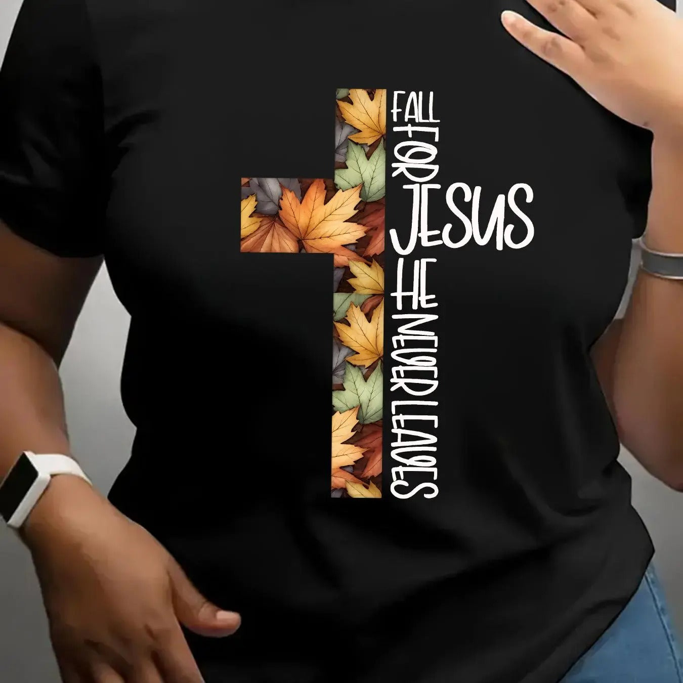 Letter Leaf Print Round Neck Casual Short Sleeve Crew - Adult & Kids T-Shirts, Sweatshirts & Hoodies apparel design preview 1