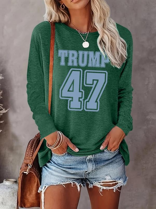 Letter Number Print Round Neck Casual Crew Top Spring - Adult & Kids T-Shirts, Sweatshirts & Hoodies apparel design preview 1