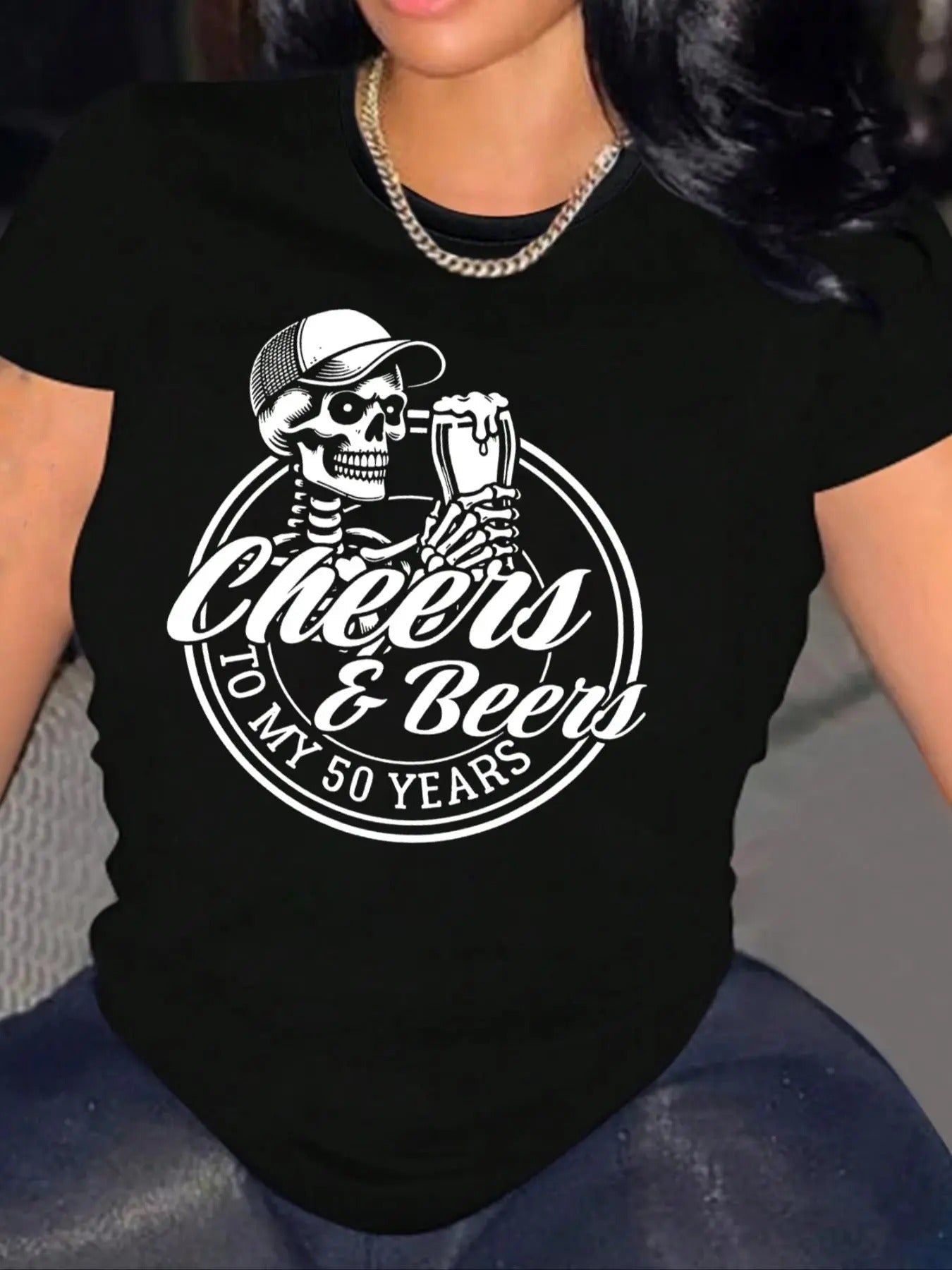 Letter Skeleton Print Round Neck Vintage Casual Short - Adult & Kids T-Shirts, Sweatshirts & Hoodies apparel design preview 1