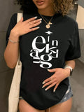 Letter Star Print Round Neck Casual Short Sleeve Crew - Adult & Kids T-Shirts, Sweatshirts & Hoodies apparel design preview 1