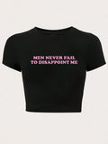 Letter Print Round Neck Crop Casual Tight Fitting - Adult & Kids T-Shirts, Sweatshirts & Hoodies apparel design preview 1