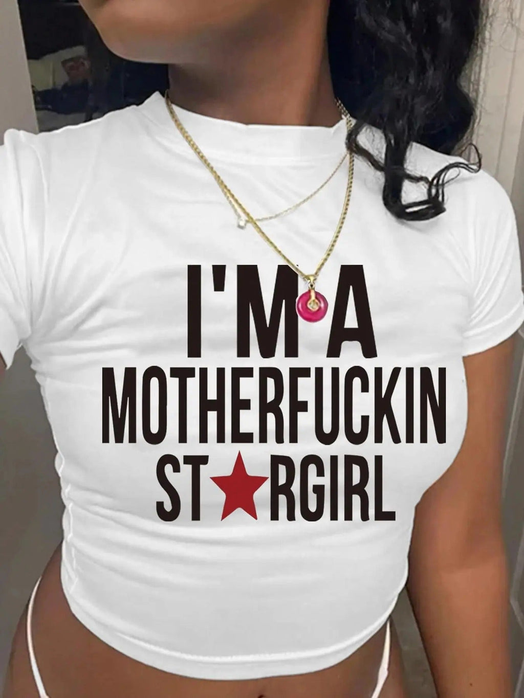 Letter Print Round Neck Crop Casual Crew Daily - Adult & Kids T-Shirts, Sweatshirts & Hoodies apparel design preview 1