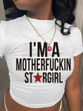 Letter Print Round Neck Crop Casual Crew Daily - Adult & Kids T-Shirts, Sweatshirts & Hoodies apparel design preview 1