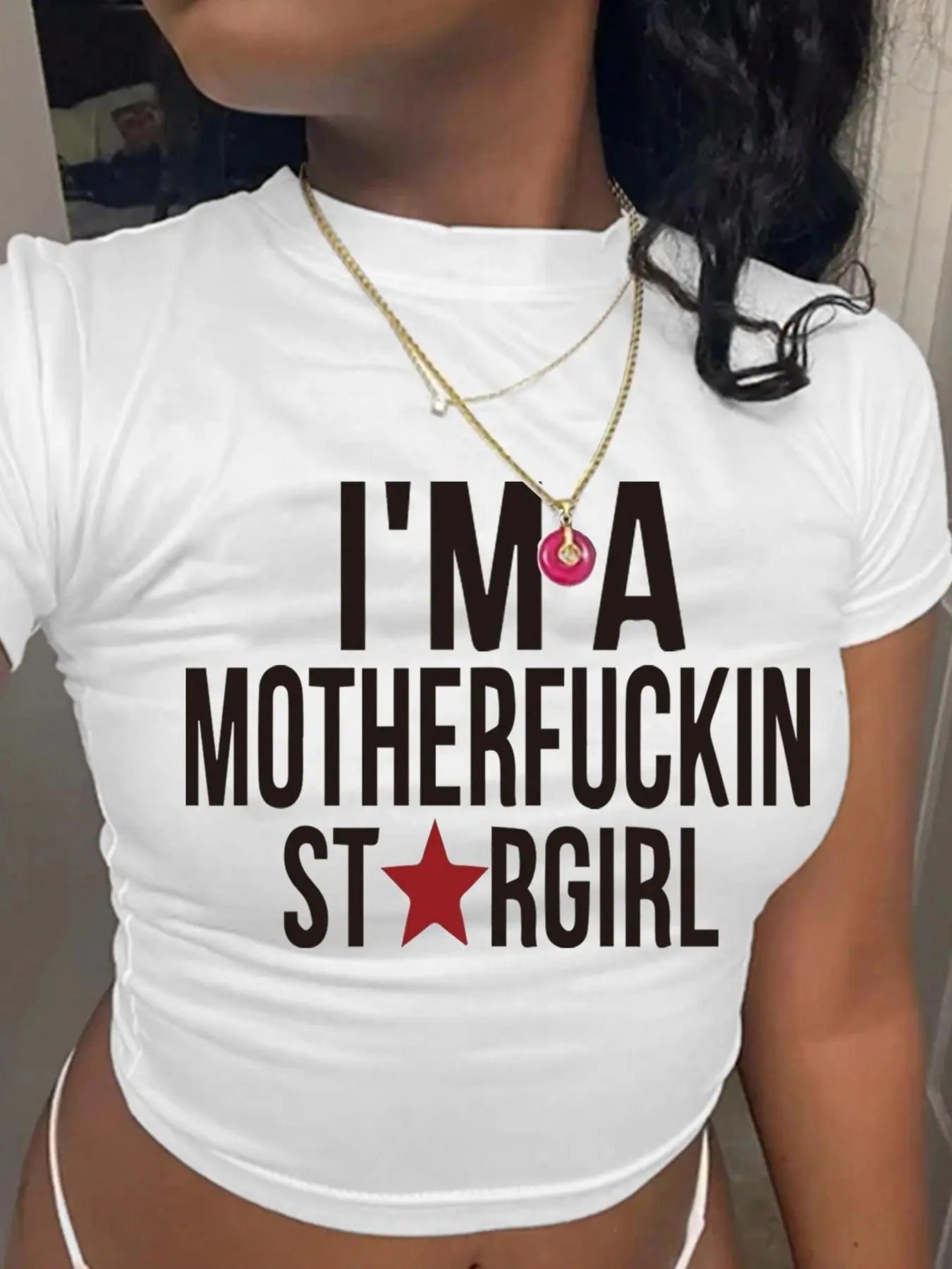 Letter Print Round Neck Crop Casual Crew Daily - Adult & Kids T-Shirts, Sweatshirts & Hoodies apparel design preview 1