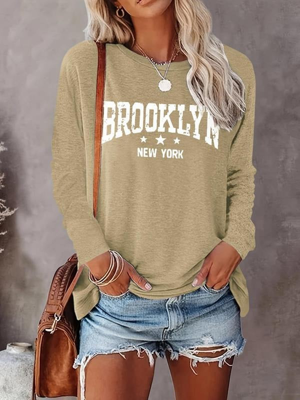 Letter Print Round Neck Casual Crew Spring Fall Top - Adult & Kids T-Shirts, Sweatshirts & Hoodies apparel design preview 1