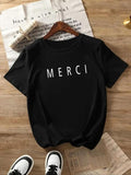 Letter Print Round Neck Casual Short Sleeve Crew - Adult & Kids T-Shirts, Sweatshirts & Hoodies apparel design preview 1
