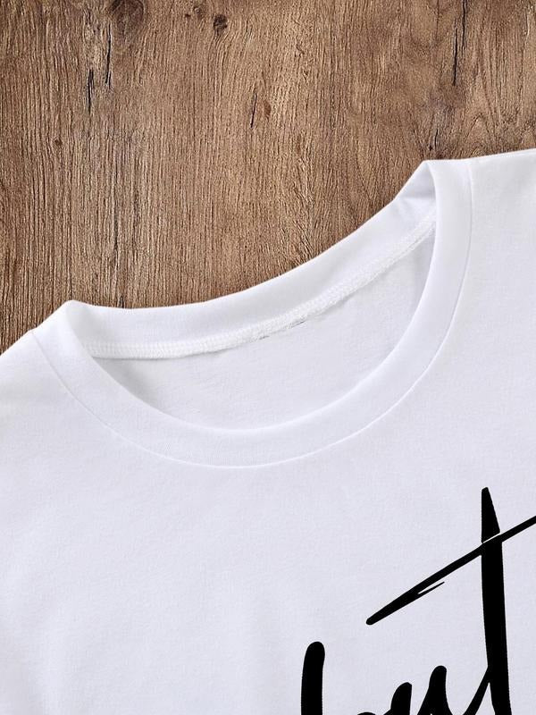 Letter Print Round Neck Casual Short Sleeve Crew - Adult & Kids T-Shirts, Sweatshirts & Hoodies apparel design preview 1