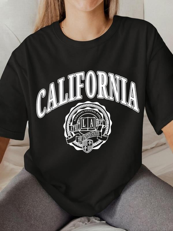 Letter Print Round Neck Casual Drop Shoulder Short - Adult & Kids T-Shirts, Sweatshirts & Hoodies apparel design preview 1