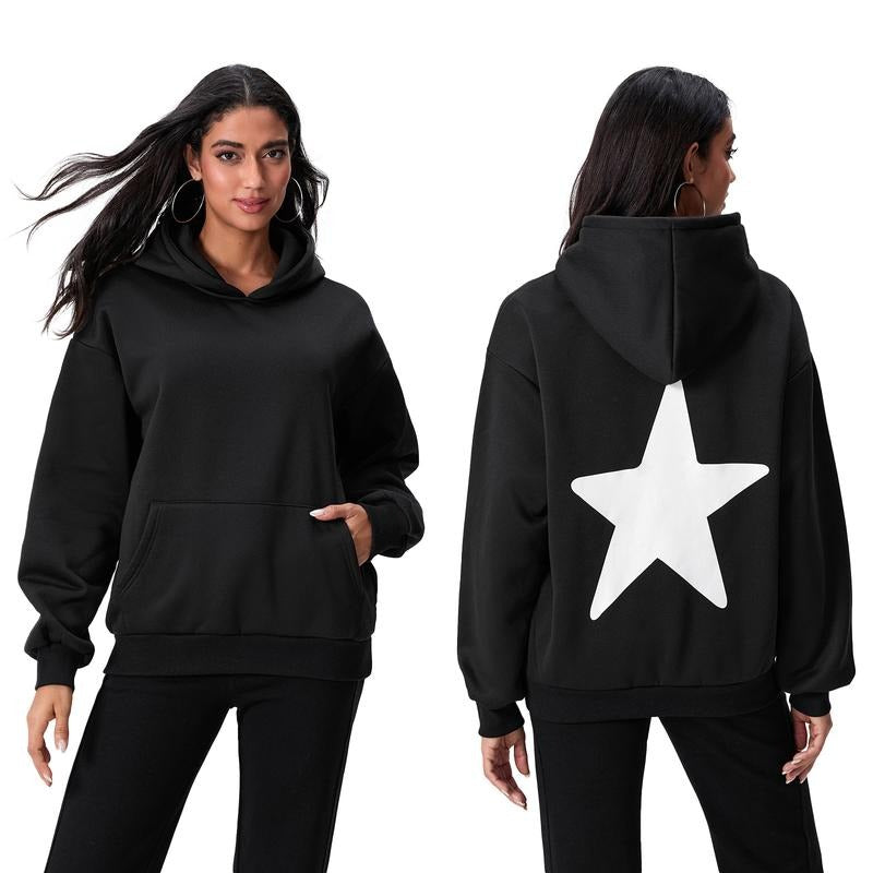 Loose Star Print Hooded Fall Winter Casual Tops - Adult & Kids T-Shirts, Sweatshirts & Hoodies apparel design preview 1