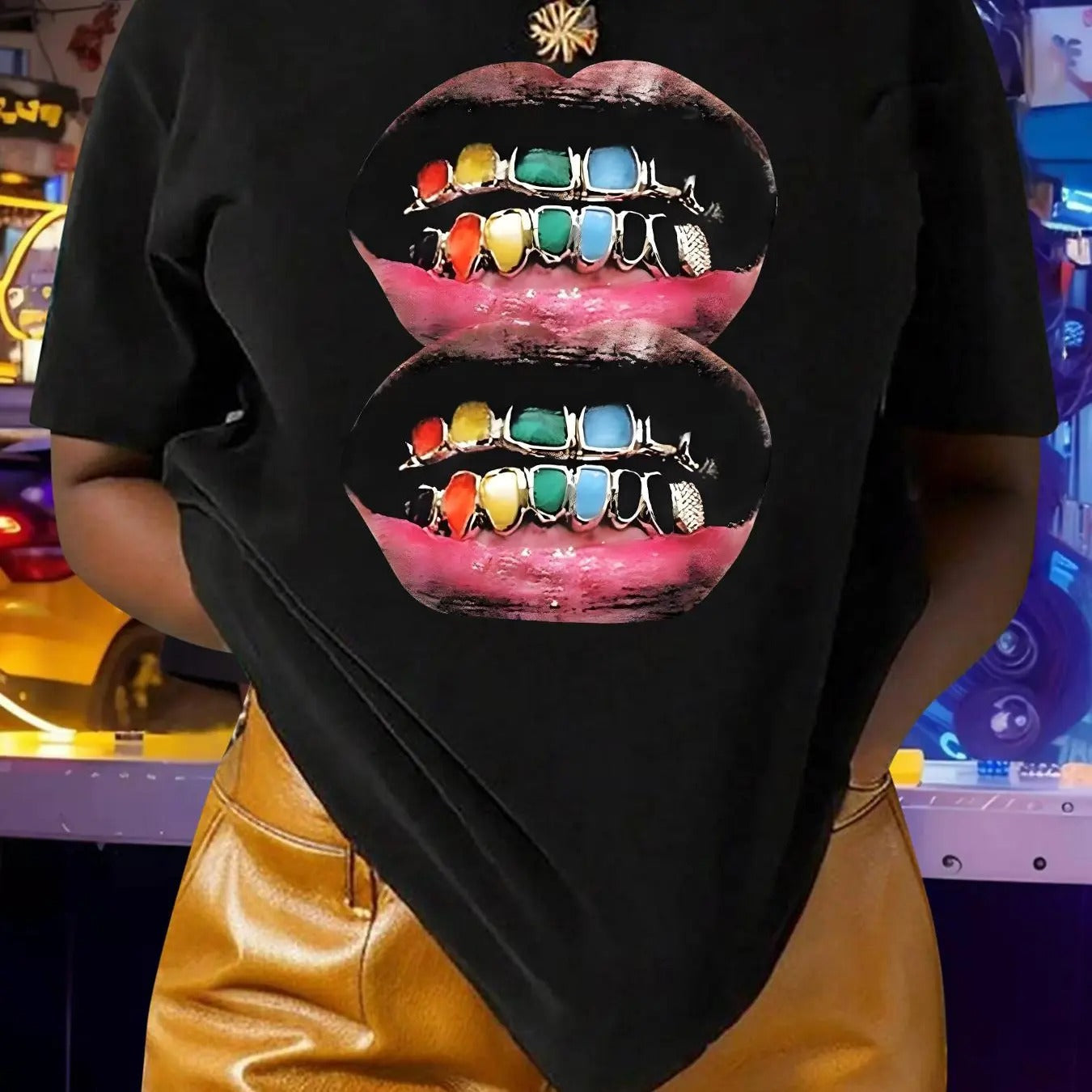 Mouth Print Round Neck Casual Crew Short Sleeve Daily - Adult & Kids T-Shirts, Sweatshirts & Hoodies apparel design preview 1