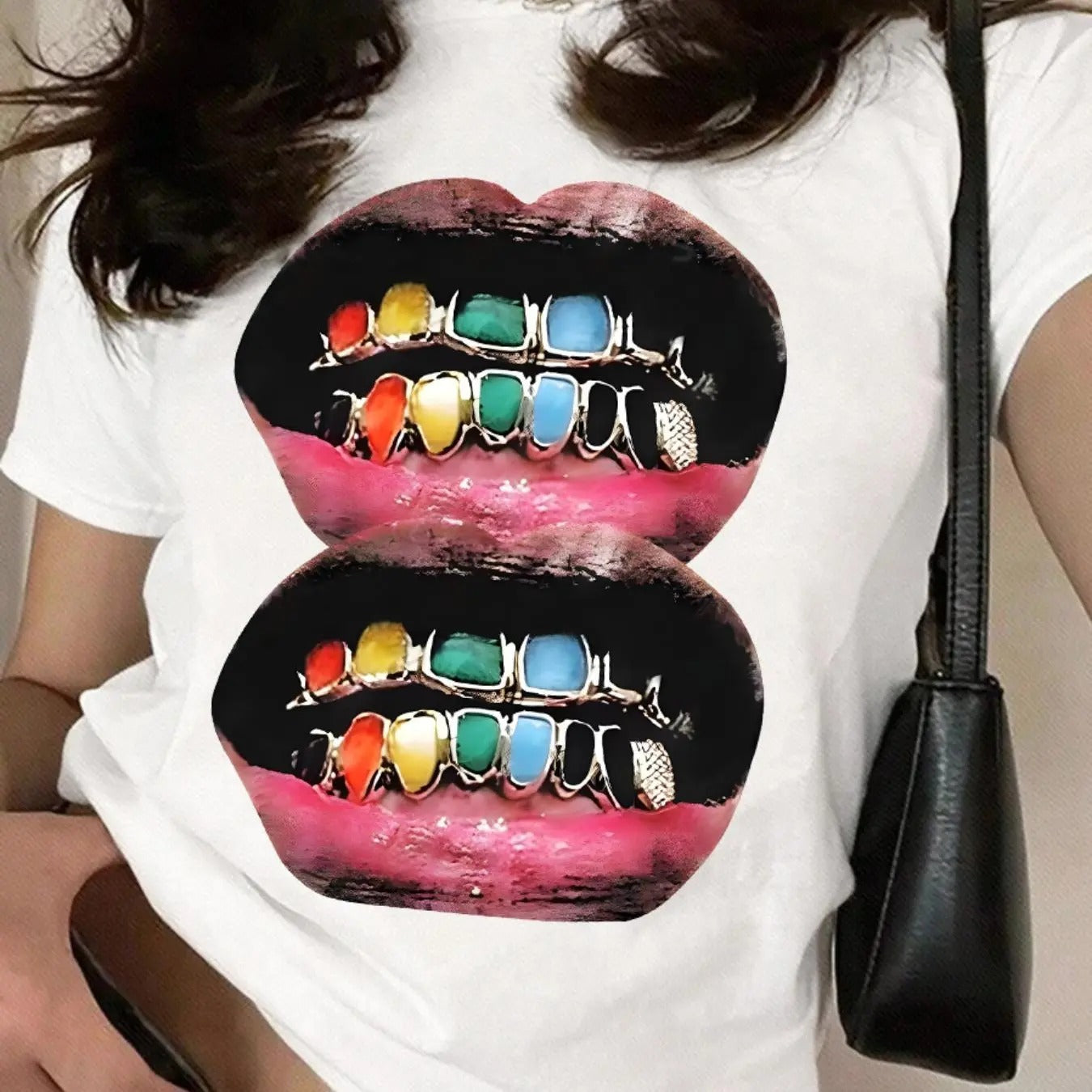 Mouth Print Round Neck Casual Short Sleeve Daily - Adult & Kids T-Shirts, Sweatshirts & Hoodies apparel design preview 1