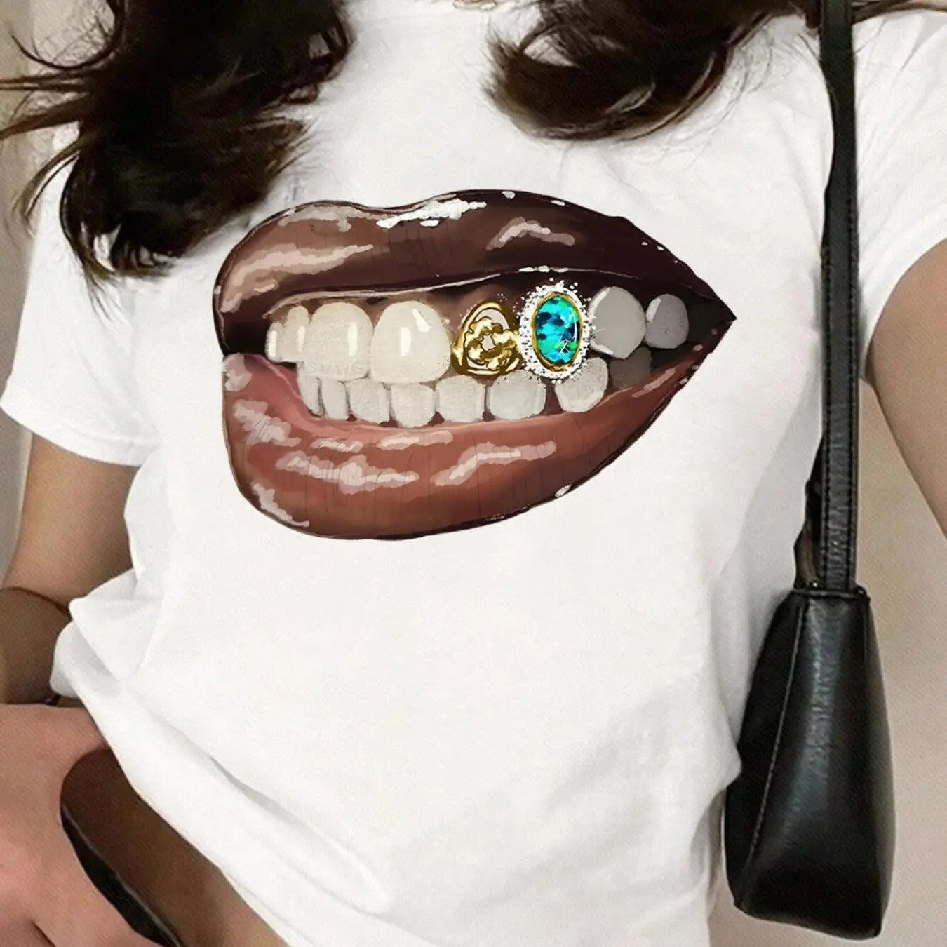 Mouth Print Round Neck Casual Short Sleeve Summer - Adult & Kids T-Shirts, Sweatshirts & Hoodies apparel design preview 1