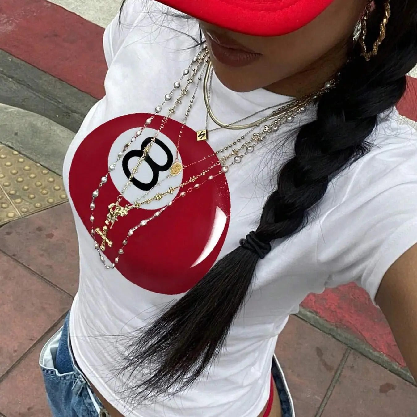 Number "8" Ball Print Round Neck Crop Casual Short - Adult & Kids T-Shirts, Sweatshirts & Hoodies apparel design preview 1