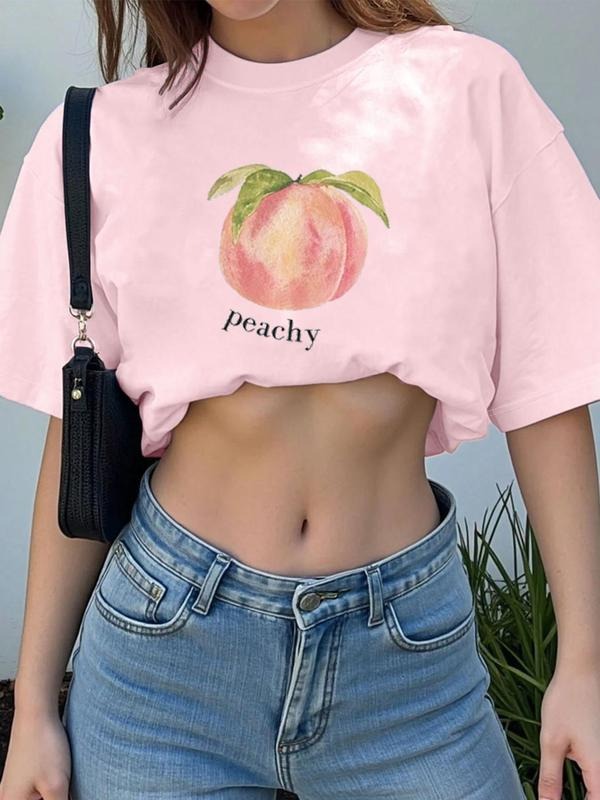 Peach Letter Print Round Neck Casual Crew Daily - Adult & Kids T-Shirts, Sweatshirts & Hoodies apparel design preview 1