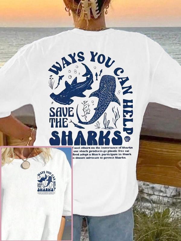 Shark Print Round Neck Casual Short Sleeve Crew Daily - Adult & Kids T-Shirts, Sweatshirts & Hoodies apparel design preview 1