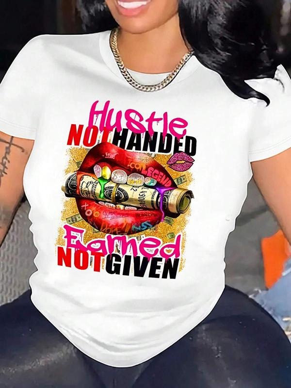 Slogan Lip Print Round Neck Casual Short Sleeve Daily - Adult & Kids T-Shirts, Sweatshirts & Hoodies apparel design preview 1