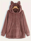 Solid Drawstring Fuzzy Casual Pocket Hooded Fall - Adult & Kids T-Shirts, Sweatshirts & Hoodies apparel design preview 1