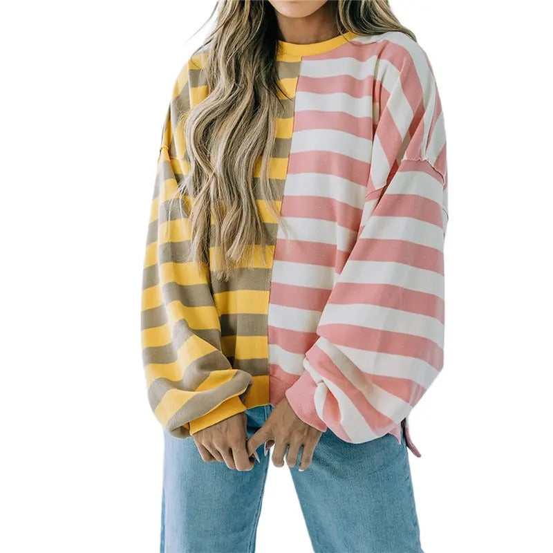 Spring Autumn Loose Round Neck Striped - Adult & Kids T-Shirts, Sweatshirts & Hoodies apparel design preview 1