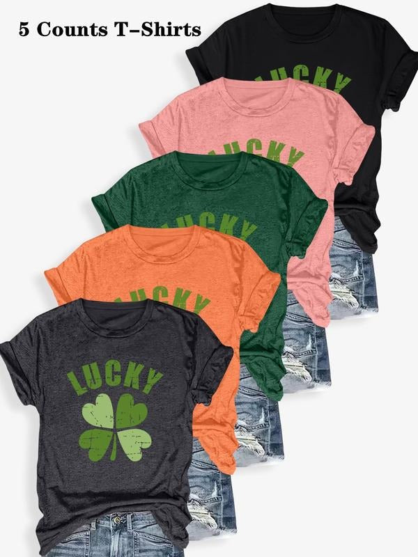 St Patrick'S Day Letter Clover Print Round Neck - Adult & Kids T-Shirts, Sweatshirts & Hoodies apparel design preview 1