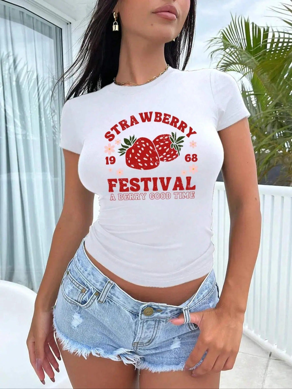 Strawberry Letter Print Round Neck Short Casual - Adult & Kids T-Shirts, Sweatshirts & Hoodies apparel design preview 1