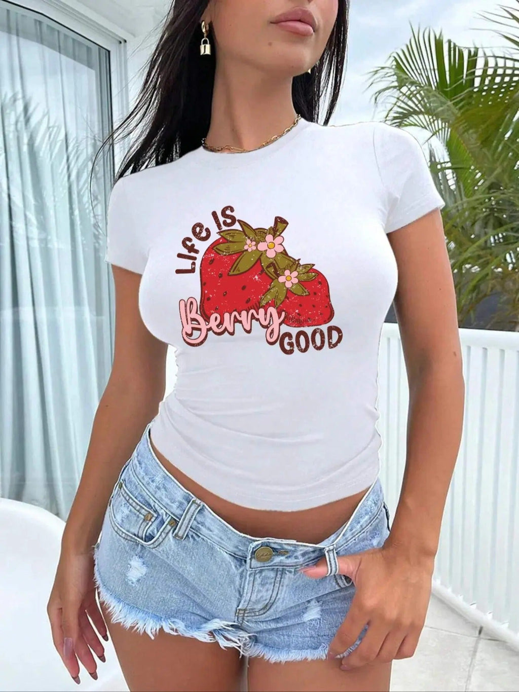 Strawberry Letter Print Round Neck Casual Short - Adult & Kids T-Shirts, Sweatshirts & Hoodies apparel design preview 1