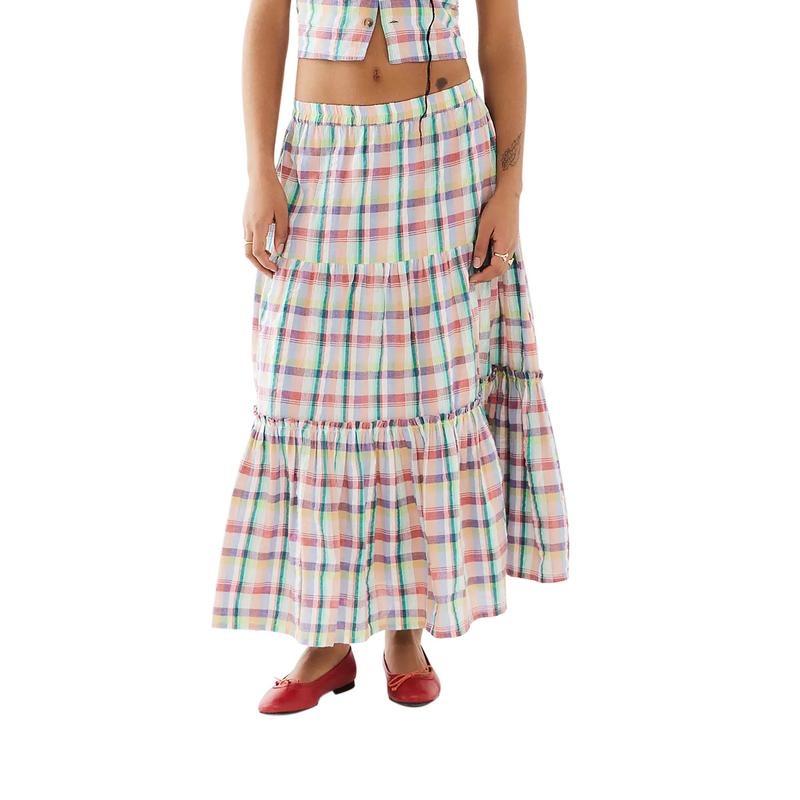 Summer Plaid Print Skirt Elastic Waist Tiered Casual - Adult & Kids T-Shirts, Sweatshirts & Hoodies apparel design preview 1