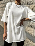 Textured Drop Shoulder Half Sleeve Casual Solid Round - Adult & Kids T-Shirts, Sweatshirts & Hoodies apparel design preview 1