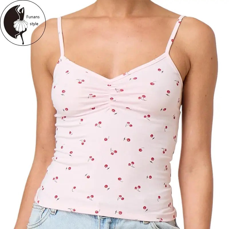 V Neck Cami Tops Sleeveless Spaghetti Strap Cherry - Adult & Kids T-Shirts, Sweatshirts & Hoodies apparel design preview 1
