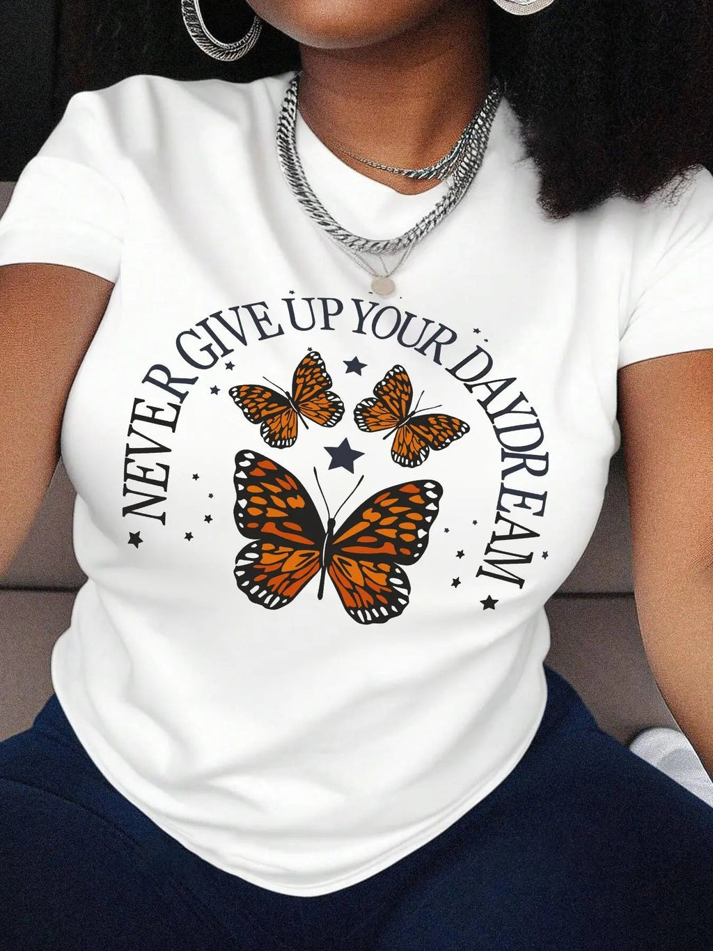 Vintage Butterfly Letter Print Round Neck Casual - Adult & Kids T-Shirts, Sweatshirts & Hoodies apparel design preview 1