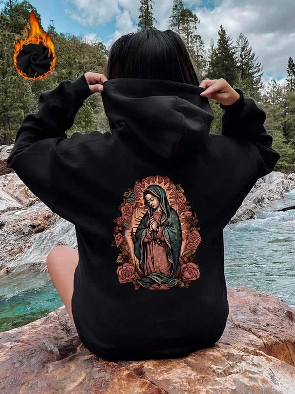 Virgin Mary Flower Pattern Casual Hooded Daily - Adult & Kids T-Shirts, Sweatshirts & Hoodies apparel design preview 1
