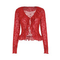 Floral Lace Tops See Through Ruffle Trim Split Front - Adult & Kids T-Shirts, Sweatshirts & Hoodies apparel design preview 1