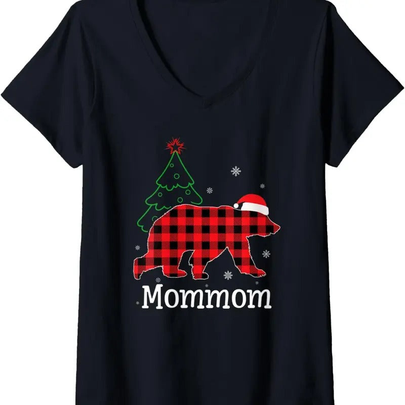 Funny Xmas Red Plaid Mommom Bear Ugly - Adult & Kids T-Shirts, Sweatshirts & Hoodies apparel design preview 1