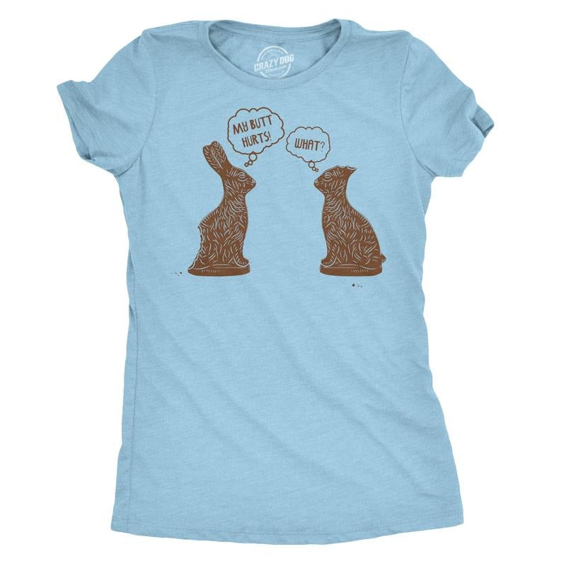 My Butt Hurts Funny Easter Egg Chocolate Bunny - Adult & Kids T-Shirts, Sweatshirts & Hoodies apparel design preview 1