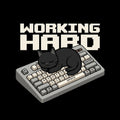 Working Hard Funny Black Cat On K - Adult & Kids T-Shirts, Sweatshirts & Hoodies apparel design preview 1