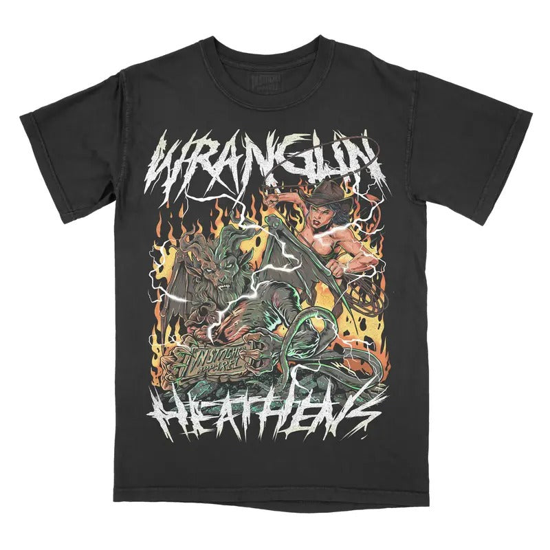 Wranglin' Heathens Comfort Colors Demon Cowboy - Adult & Kids T-Shirts, Sweatshirts & Hoodies apparel design preview 1