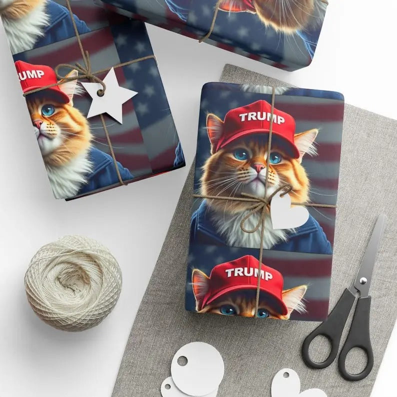Wrapping Papers MAGA Cat Lover Trump Support Cats - Adult & Kids T-Shirts, Sweatshirts & Hoodies apparel design preview 1