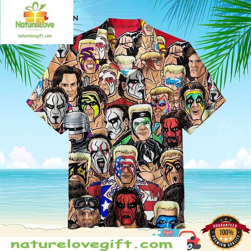 Wrestling Collage Art Hawaiian for Men Cool Design - Adult & Kids T-Shirts, Sweatshirts & Hoodies apparel design preview 1