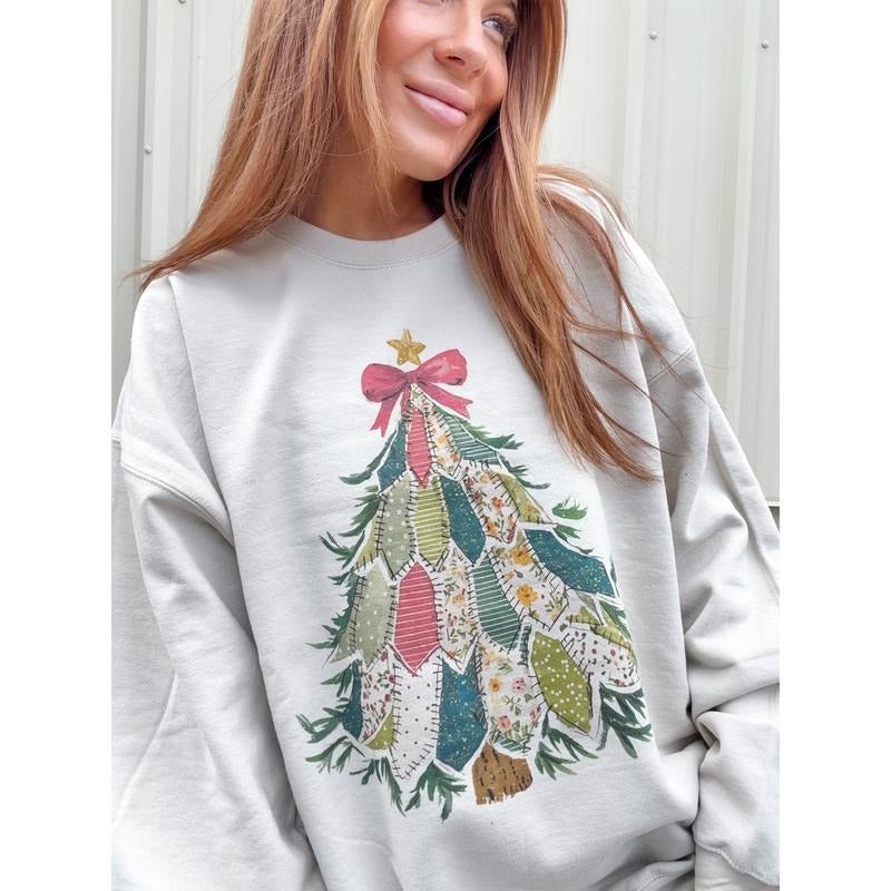 Xmas Tree Patchwork Top - Adult & Kids T-Shirts, Sweatshirts & Hoodies apparel design preview 1